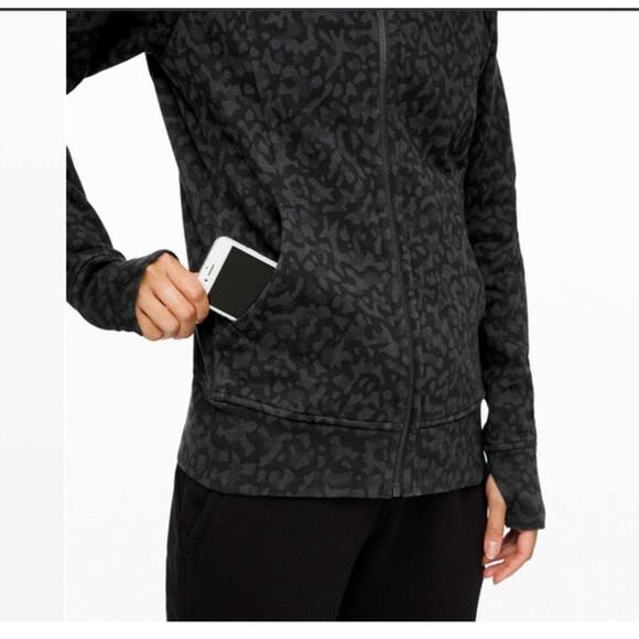Lululemon Scuba Full Zip Hoodie Cotton Fleece  Camo Deep Coal size 8 - Picture 3 of 11
